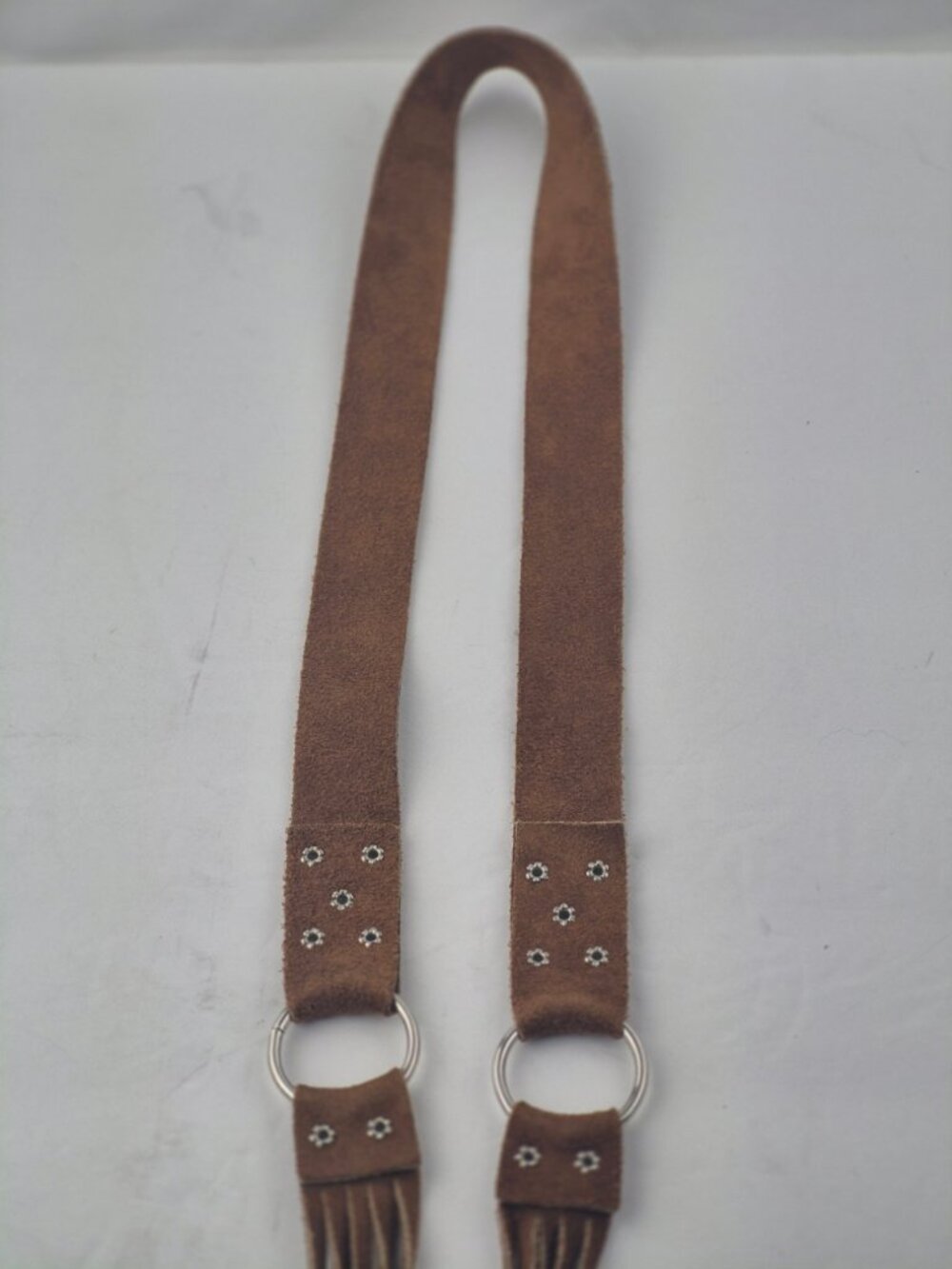 Suede Fringe Tie Waist O-Ring Belt Boho Festival Hippy Earthy Cowgirl Western - Picture 10 of 16